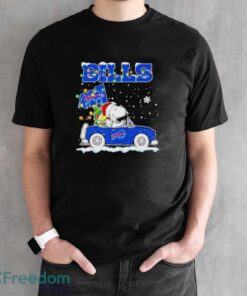 Santa Snoopy and Woodstock driving car Buffalo Bills Christmas shirt Product Photo 2