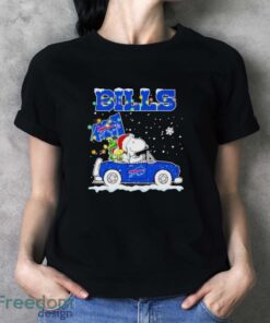 Santa Snoopy and Woodstock driving car Buffalo Bills Christmas shirt Product Photo 4