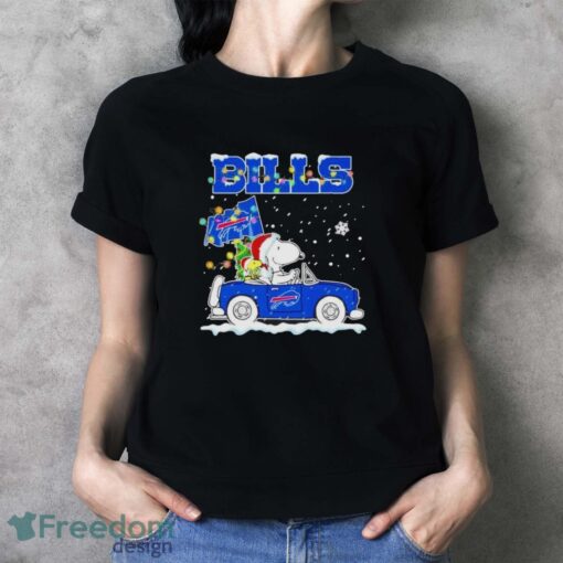 Santa Snoopy and Woodstock driving car Buffalo Bills Christmas shirt Product Photo 4