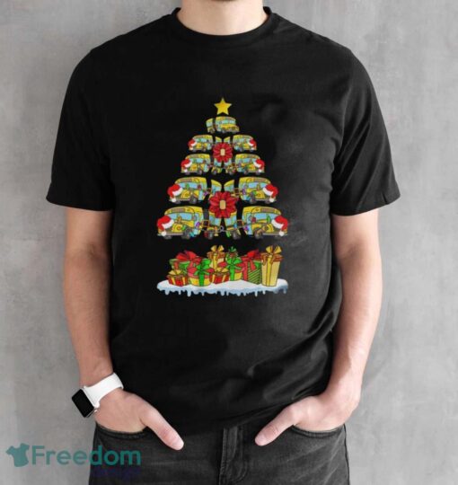 School Bus Christmas Tree Sweatshirt, School Bus Driver Hoodie, Merry Xmas Shirt - Black Unisex T-Shirt