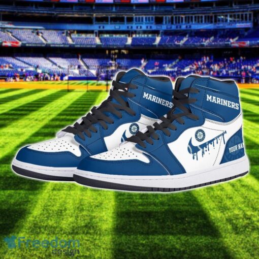 Seattle Mariners Air Jordan 1 Shoes Sport Hightop Sneakers For Men And Women Custom Name Product Photo 2