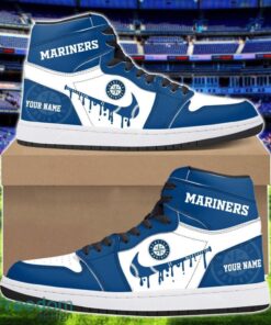 Seattle Mariners Air Jordan 1 Shoes Sport Hightop Sneakers For Men And Women Custom Name Product Photo 1