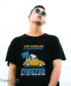 Snoopy and Woodstock driving car Los Angeles Chargers forever not just when we win shirt Product Photo 3