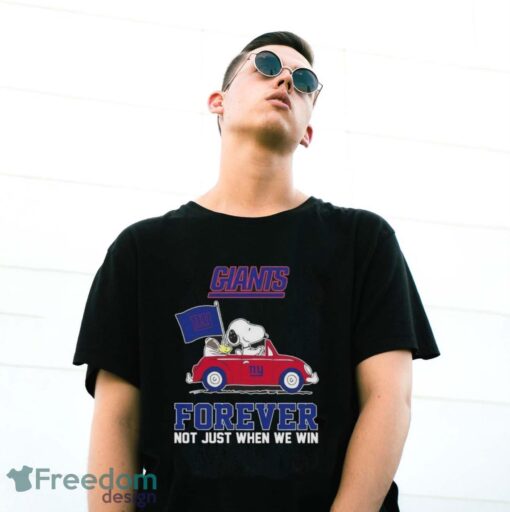 Snoopy And Woodstock Driving Car New York Giants Forever Not Just When We Win 2024 T-shirt Product Photo 3