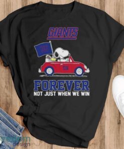 Snoopy And Woodstock Driving Car New York Giants Forever Not Just When We Win 2024 T-shirt Product Photo 1