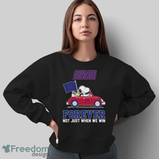 Snoopy And Woodstock Driving Car New York Giants Forever Not Just When We Win 2024 T-shirt Product Photo 5