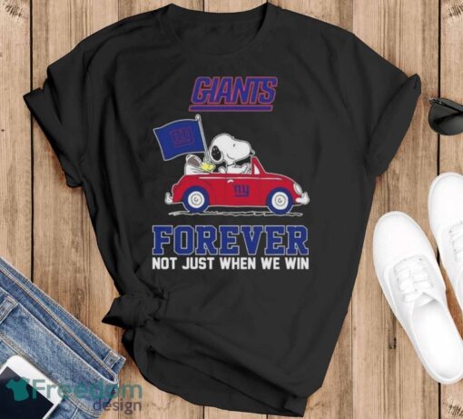 Snoopy And Woodstock Driving Car New York Giants Forever Not Just When We Win 2024 T-shirt Product Photo 1