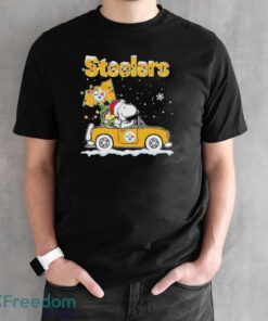 Snoopy And Woodstock Driving Car Pittsburgh Steelers Christmas Shirt Product Photo 2