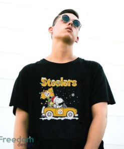 Snoopy And Woodstock Driving Car Pittsburgh Steelers Christmas Shirt Product Photo 3