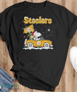 Snoopy And Woodstock Driving Car Pittsburgh Steelers Christmas Shirt Product Photo 1