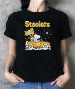 Snoopy And Woodstock Driving Car Pittsburgh Steelers Christmas Shirt Product Photo 4