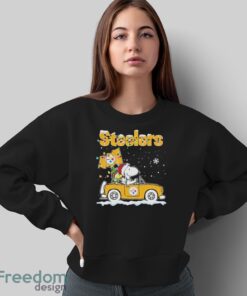 Snoopy And Woodstock Driving Car Pittsburgh Steelers Christmas Shirt Product Photo 5