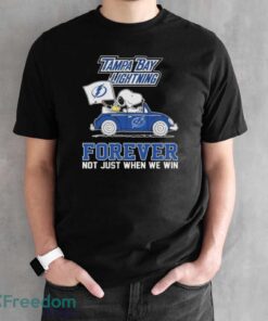 Snoopy and Woodstock Driving Car Tampa Bay Lightning Forever Not Just When We Win shirt Product Photo 2