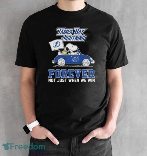 Snoopy and Woodstock Driving Car Tampa Bay Lightning Forever Not Just When We Win shirt Product Photo 2