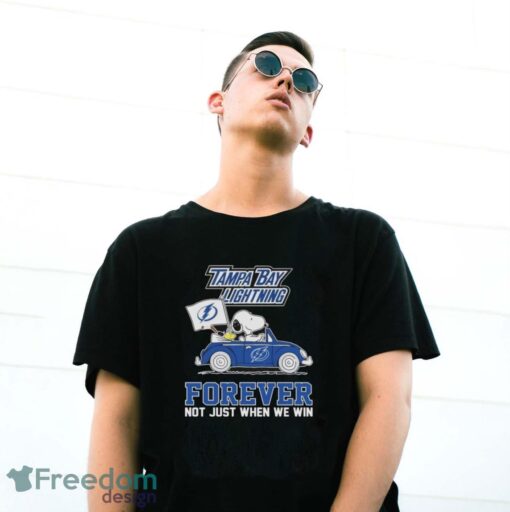 Snoopy and Woodstock Driving Car Tampa Bay Lightning Forever Not Just When We Win shirt Product Photo 3