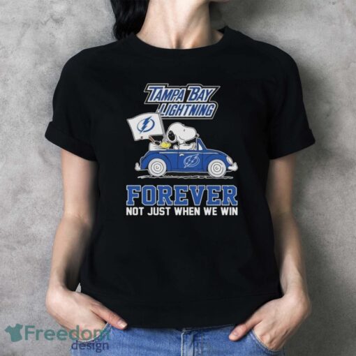 Snoopy and Woodstock Driving Car Tampa Bay Lightning Forever Not Just When We Win shirt Product Photo 4