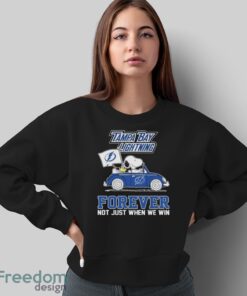 Snoopy and Woodstock Driving Car Tampa Bay Lightning Forever Not Just When We Win shirt Product Photo 5