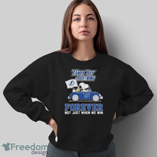 Snoopy and Woodstock Driving Car Tampa Bay Lightning Forever Not Just When We Win shirt Product Photo 5