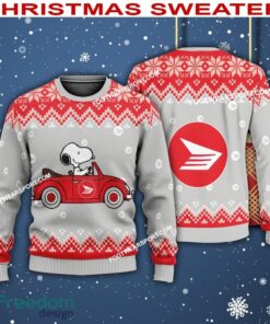 Snoopy Driving Car Canada Post Logo Ugly Xmas Sweater AOP Gift For Adult