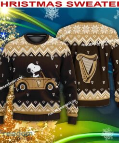 Snoopy Driving Car Guinness Beer Logo Ugly Christmas 3D Sweater For Men Women