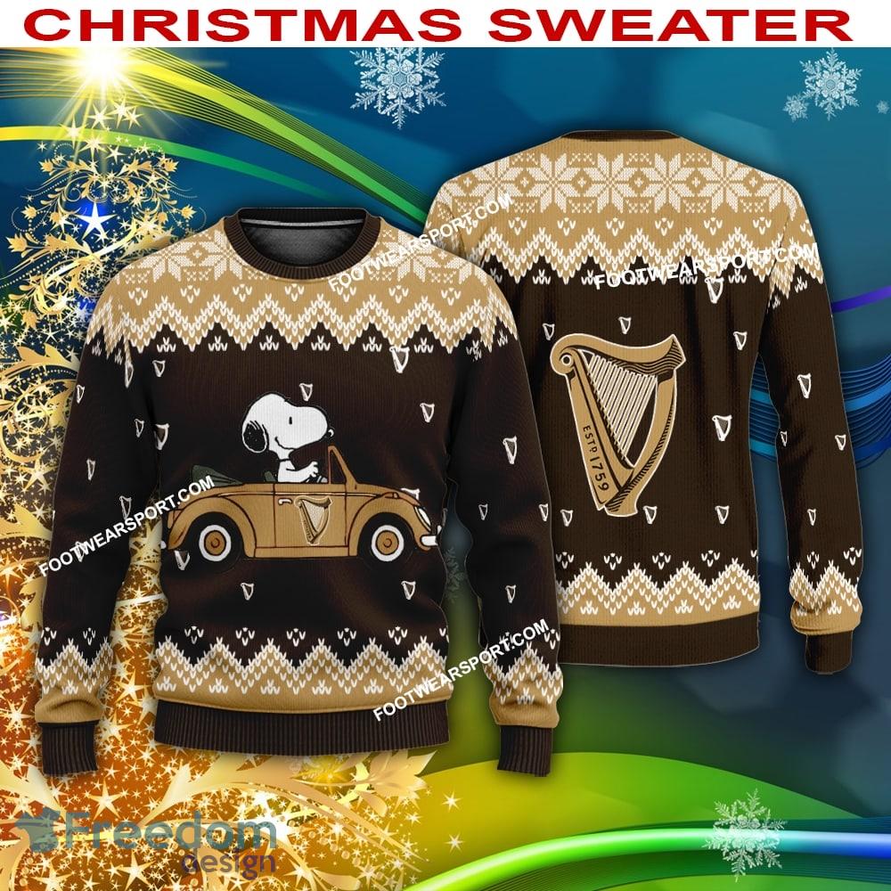 Snoopy Driving Car Guinness Beer Logo Ugly Christmas 3D Sweater For Men Women image Snoopy Driving Car Guinness Beer Logo Ugly Christmas 3D Sweater For Men Women - Snoopy Driving Car Guinness Beer Logo Ugly Christmas 3D Sweater For Men Women