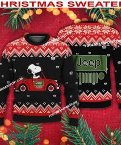 Snoopy Driving Car Jeep Gladiator Car Racing Logo Ugly Christmas Sweater For Men Women
