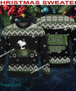 Snoopy Driving Car Jeep Grand Cherokee Car Racing Logo Knitted Christmas 3D Sweater Gift For Adult