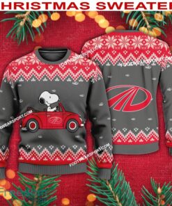 Snoopy Driving Car Mahindra Tractor Logo Ugly Christmas Sweater AOP Gift For Adult