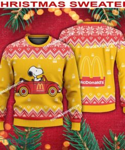 Snoopy Driving Car Mcdonald’s Logo Ugly Christmas 3D Sweater Gift For Adult