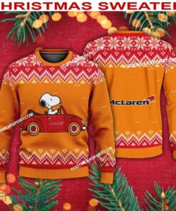 Snoopy Driving Car McLaren Car Racing Logo Ugly Christmas Sweater For Men Women