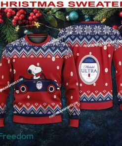 Snoopy Driving Car Michelob Ultra Beer Logo Ugly Xmas Sweater Gift Holidays