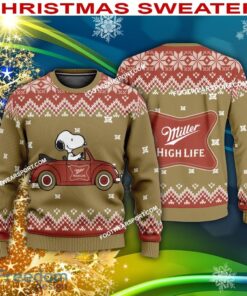 Snoopy Driving Car Miller High Life Beer Logo Ugly Christmas 3D Sweater For Men Women