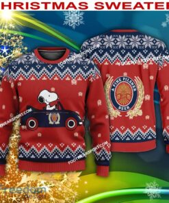 Snoopy Driving Car Miller Lite Logo Ugly Christmas Sweater AOP For Men Women