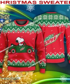 Snoopy Driving Car Mountain Dew Logo Ugly Christmas Sweater For Men Women