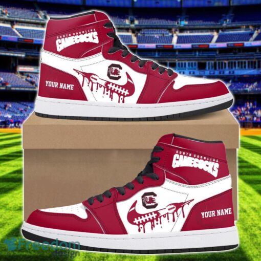 South Carolina Gamecocks Air Jordan 1 Shoes Sport Hightop Sneakers For Men And Women Custom Name Product Photo 1