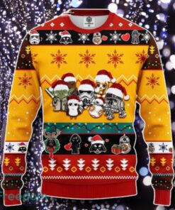 Star Wars Cute Chibi Characters Santa Yellow Ugly Christmas Sweater Unique Gift