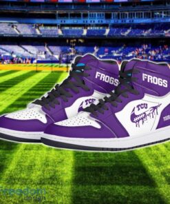 TCU Horned Frogs Air Jordan 1 Shoes Sport Hightop Sneakers For Men And Women Custom Name Product Photo 2