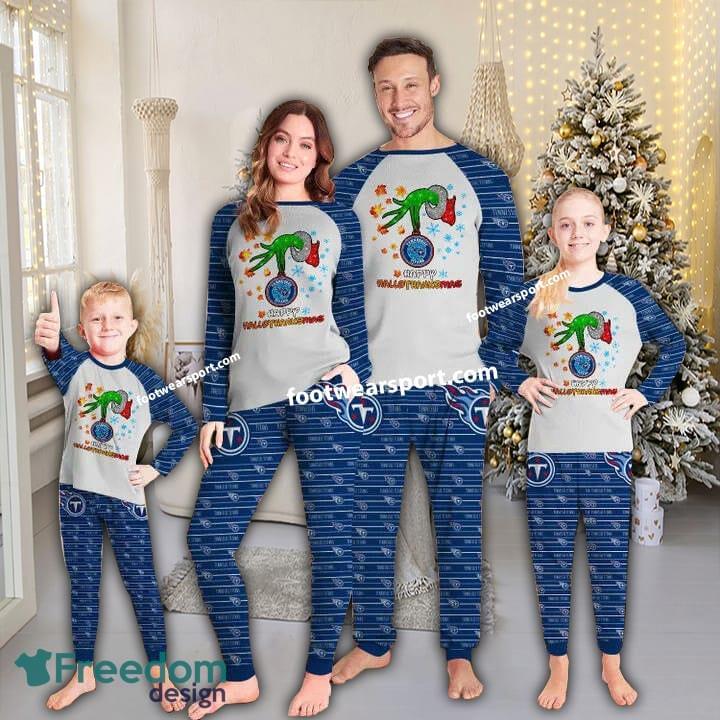 Tennessee Titans Happy HalloThankmas Christmas Family Pajamas Set Kid Men Women image Tennessee Titans Happy HalloThankmas Christmas Family Pajamas Set Kid Men Women - Tennessee Titans Happy HalloThankmas Christmas Family Pajamas Set Kid Men Women