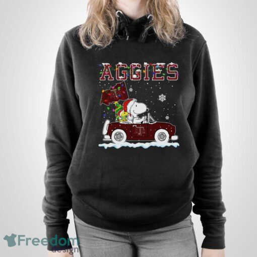 Texas A&M Aggies Snoopy And Woodstock Driving Car Shirt Sweatshirt Hoodie - Unisex Pullover Hoodie