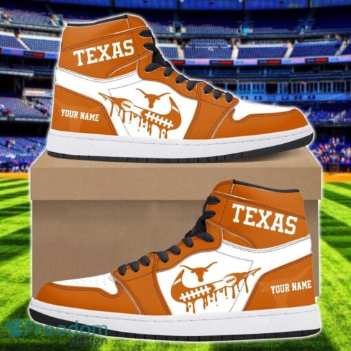 Texas Longhorns Air Jordan 1 Shoes Sport Hightop Sneakers For Men And Women Custom Name Product Photo 1