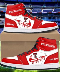 Texas Tech Red Raiders Air Jordan 1 Shoes Sport Hightop Sneakers For Men And Women Custom Name Product Photo 1