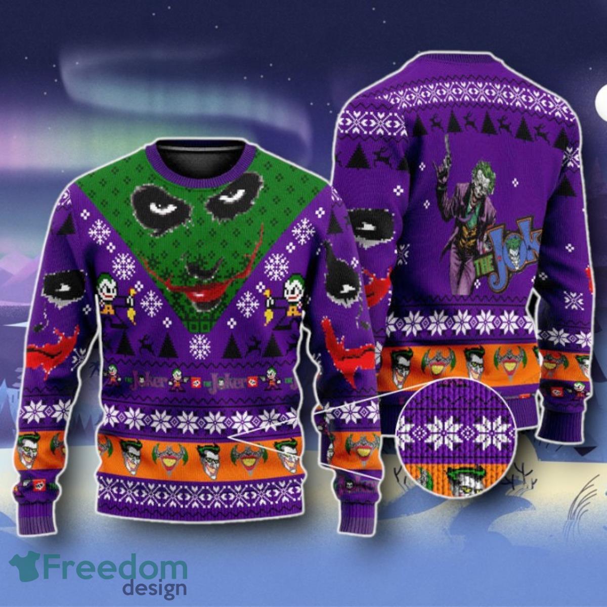 The Joker Batman Ugly Christmas Sweater Unique Gift image The Joker Batman Ugly Christmas Sweater Unique Gift Product Photo 1