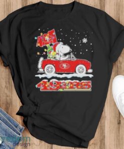 The Peanuts Snoopy And Woodstock Drive Car San Francisco 49ers Christmas T-Shirt Product Photo 1