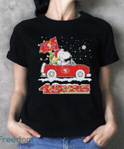 The Peanuts Snoopy And Woodstock Drive Car San Francisco 49ers Christmas T-Shirt Product Photo 4