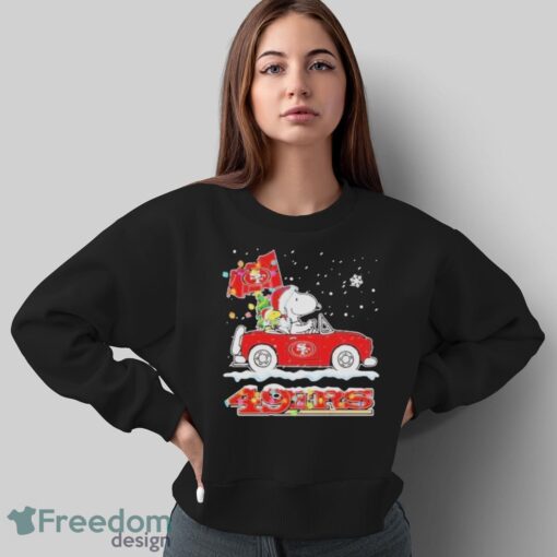 The Peanuts Snoopy And Woodstock Drive Car San Francisco 49ers Christmas T-Shirt Product Photo 5