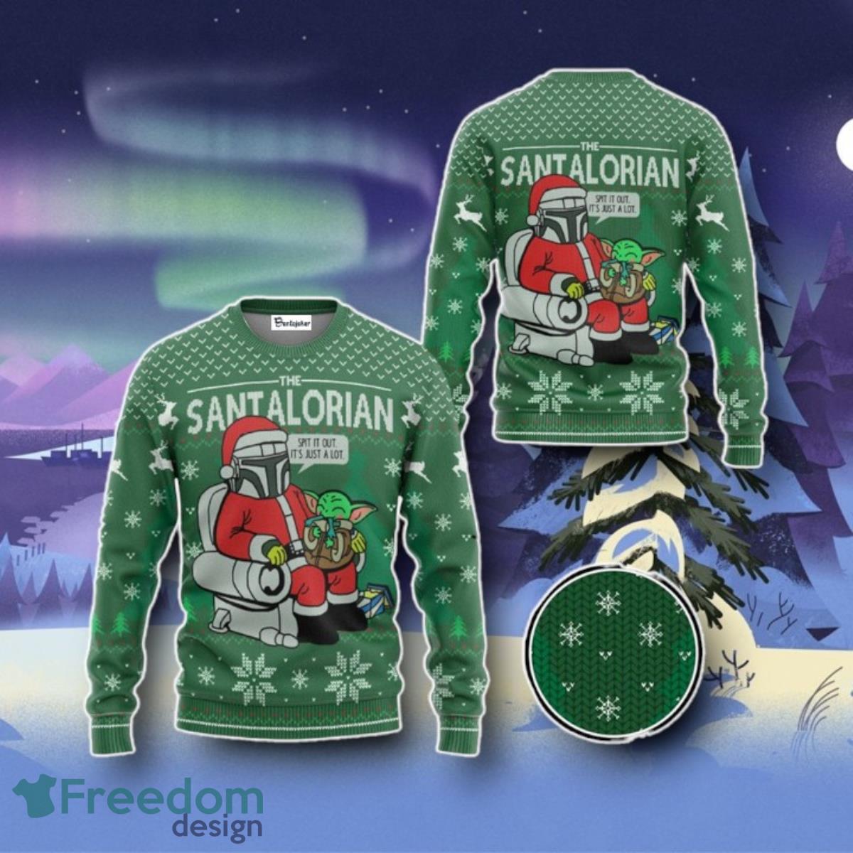 The Santalorian Baby Yoda Ugly Christmas Sweater Unique Gift image The Santalorian Baby Yoda Ugly Christmas Sweater Unique Gift Product Photo 1
