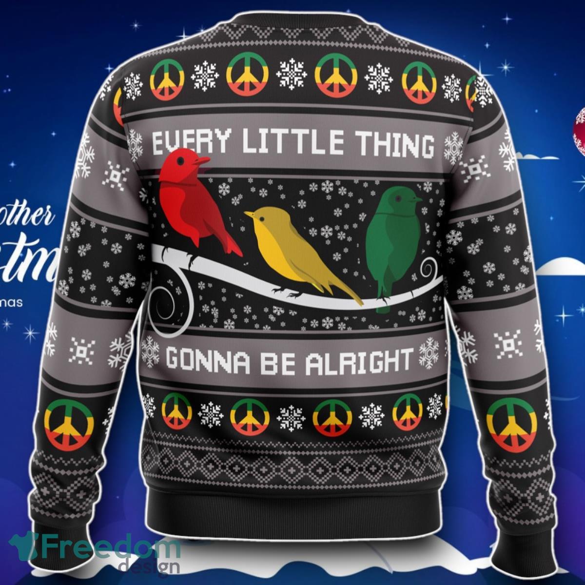 Three Little Birds Bob Marley Ugly Christmas Sweater Special Gift image Three Little Birds Bob Marley Ugly Christmas Sweater Special Gift Product Photo 2
