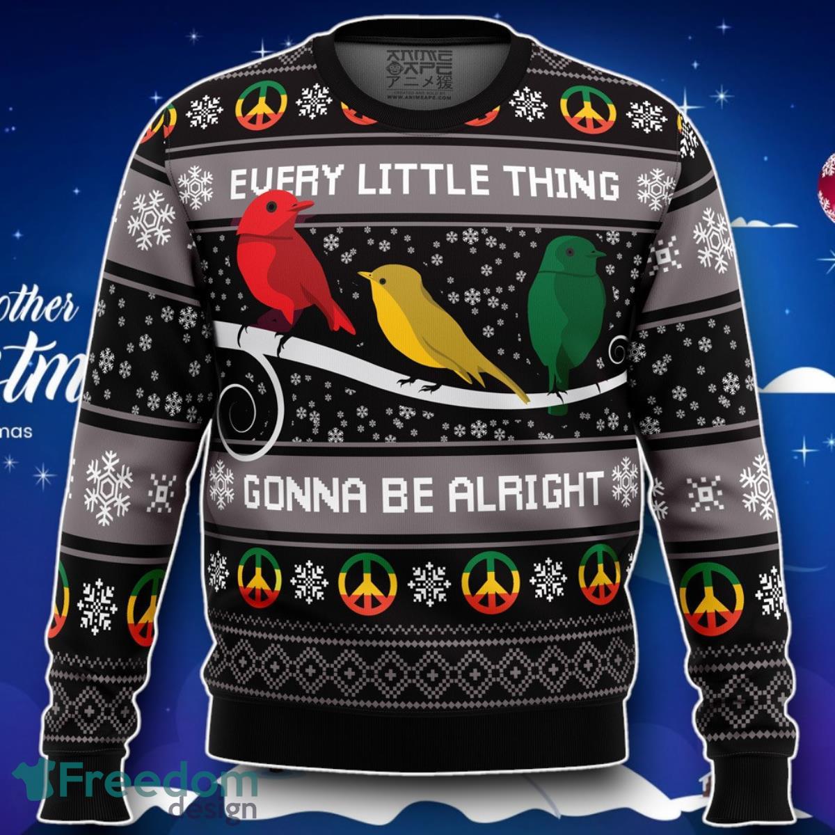 Three Little Birds Bob Marley Ugly Christmas Sweater Special Gift image Three Little Birds Bob Marley Ugly Christmas Sweater Special Gift Product Photo 1
