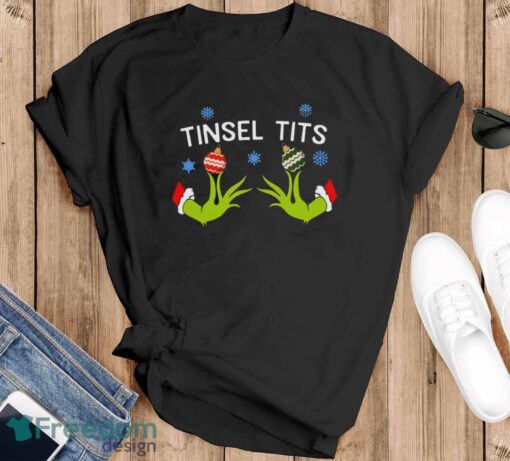 Tinsel Tits Grinch Shirt, Grinch Christmas Shirt, Funny Xmas Shirt - Black T-Shirt