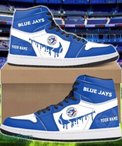 Toronto Blue Jays Air Jordan 1 Shoes Sport Hightop Sneakers For Men And Women Custom Name Product Photo 1